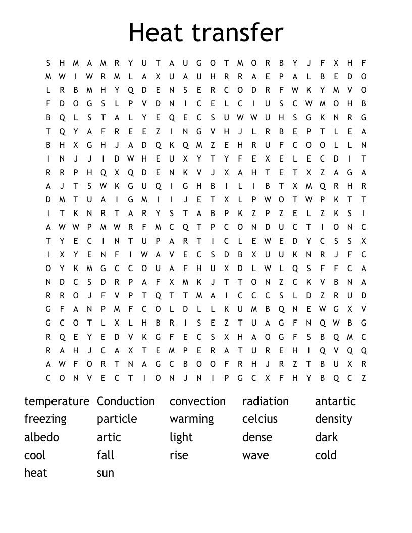 Heat transfer Word Search