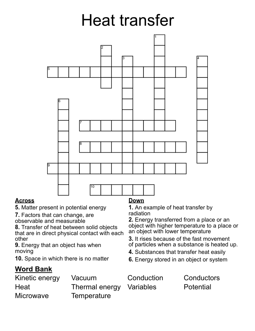 Heat transfer Crossword