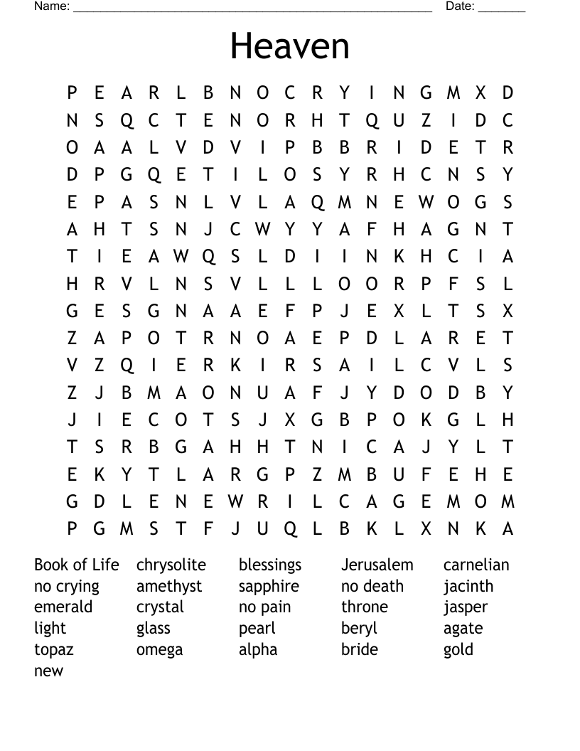Heaven Word Search