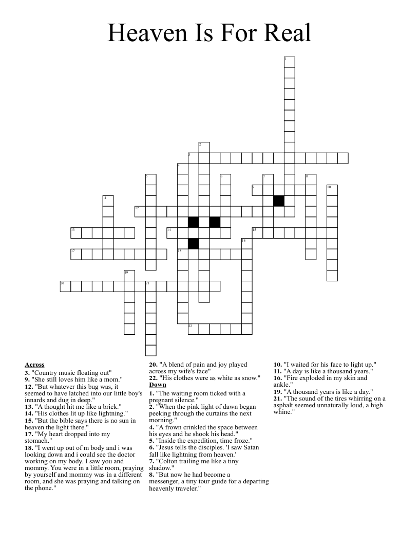 Heaven Is For Real Crossword
