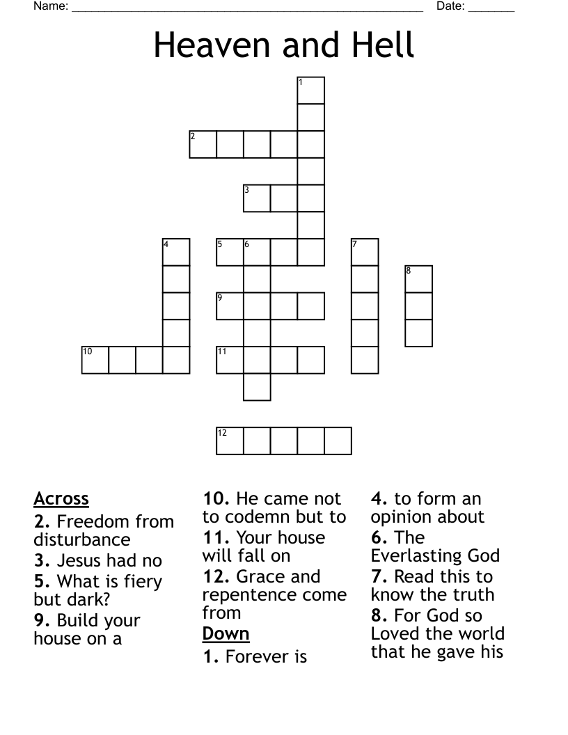 Heaven and Hell Crossword