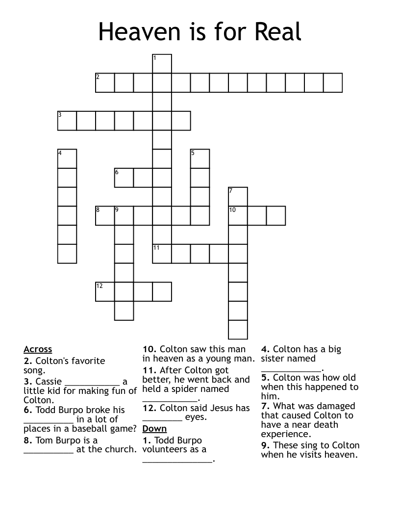 Heaven is for Real Crossword