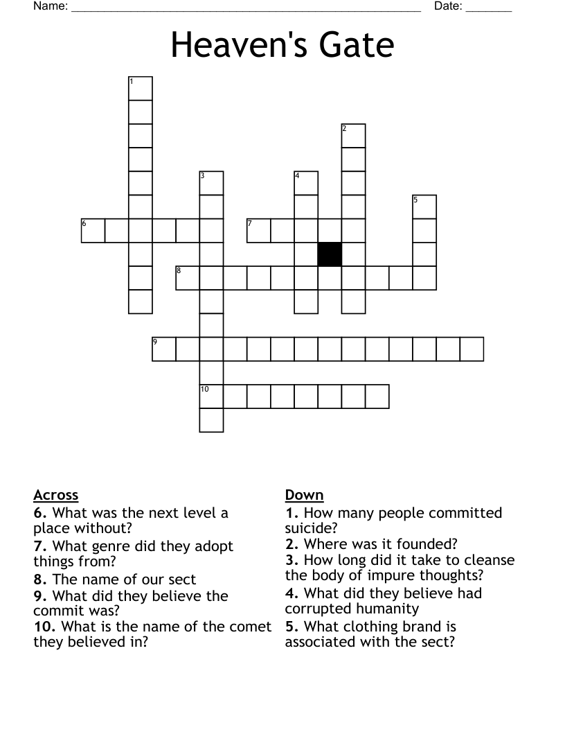 Heaven's Gate Crossword