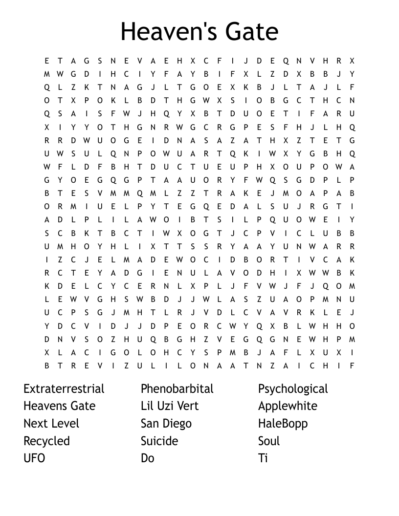 Heaven's Gate Word Search