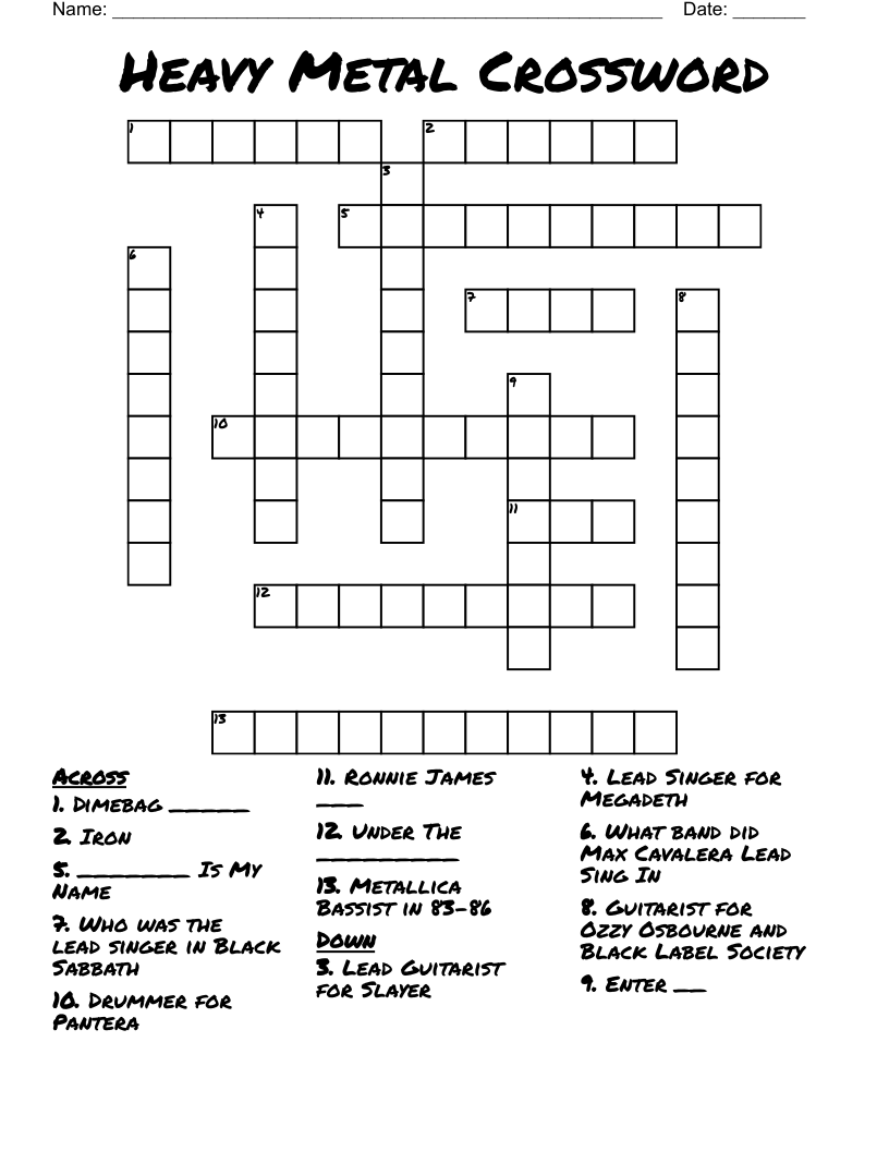Heavy Metal Crossword