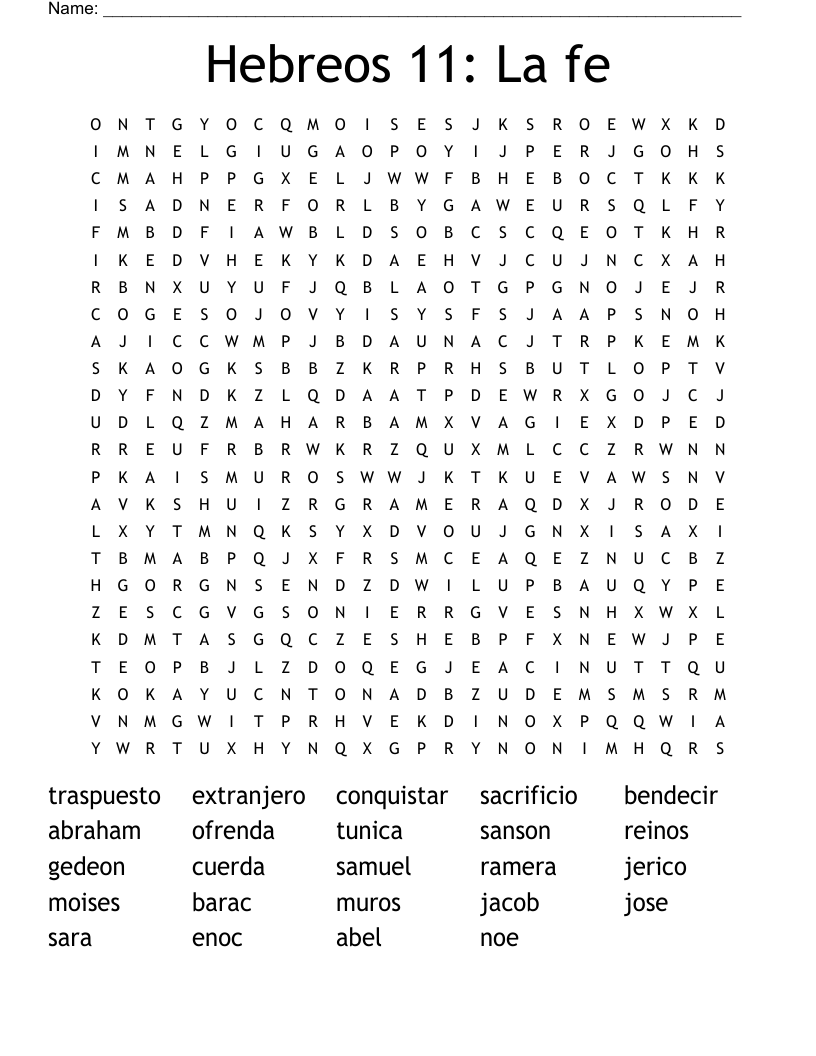 Hebreos 11: La fe  Word Search