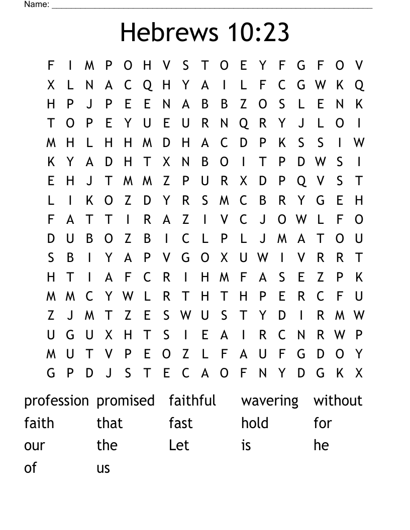 Hebrews 10:23 Word Search
