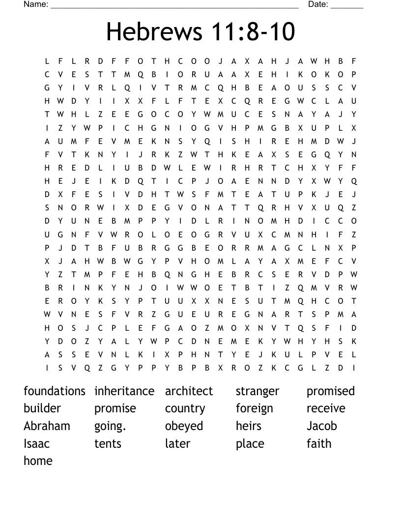 Hebrews 11:8-10 Word Search