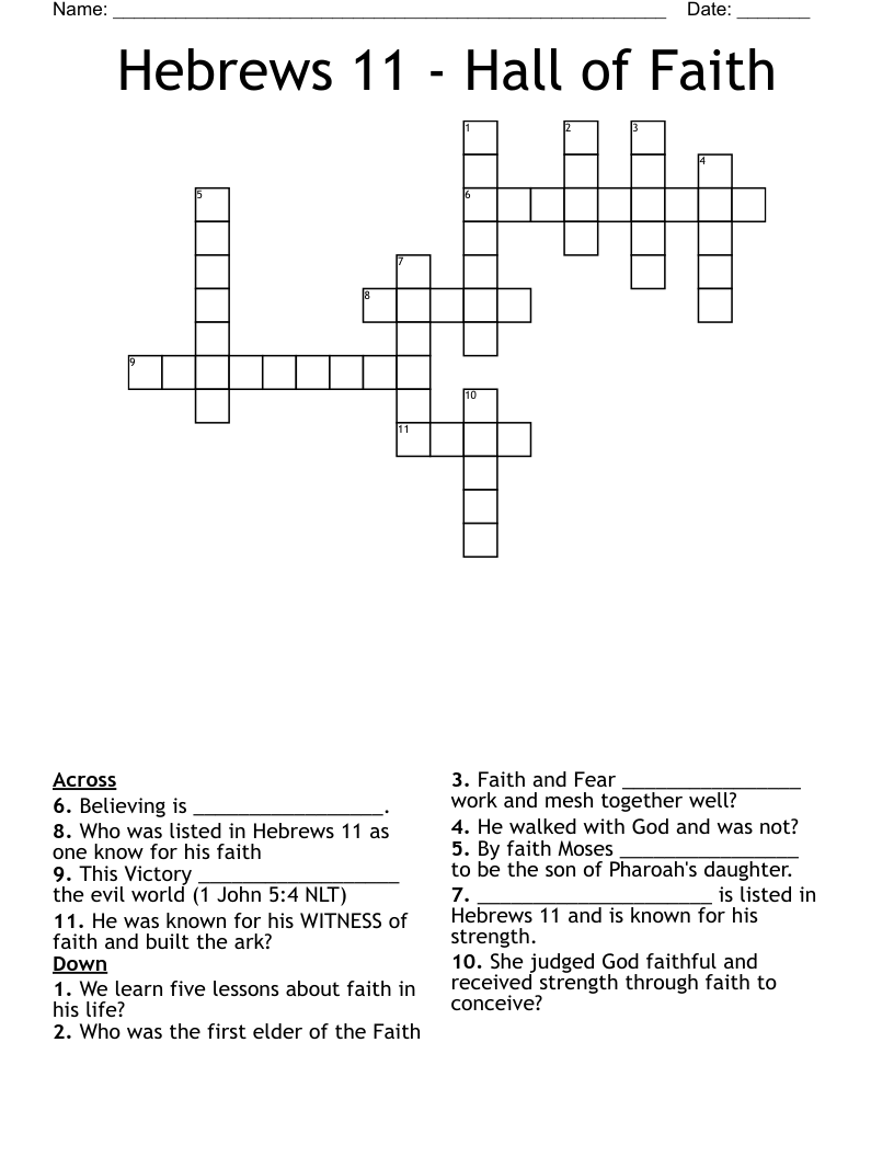 Hebrews 11 - Hall of Faith Crossword