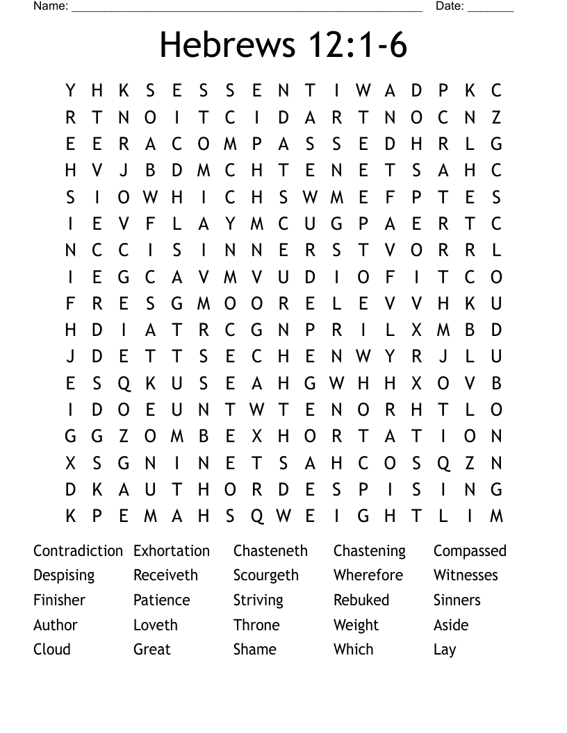 Hebrews 12:1-6 Word Search