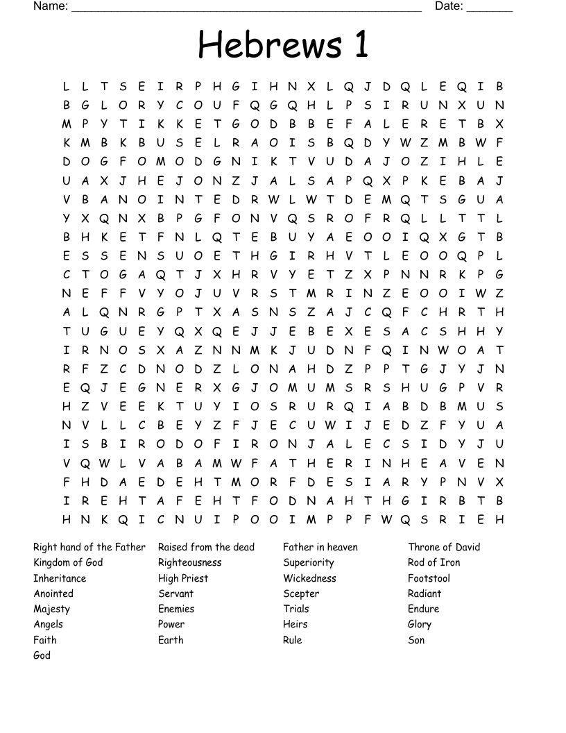 Hebrews 1 Word Search
