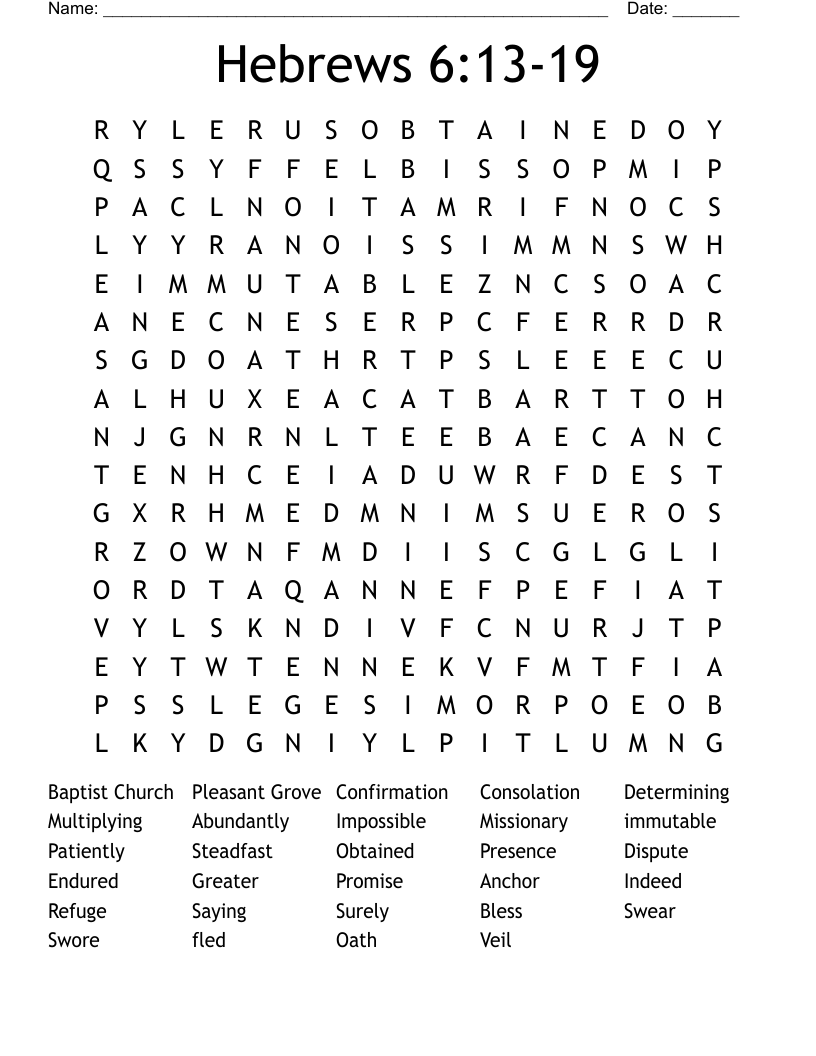 Hebrews 6:13-19 Word Search