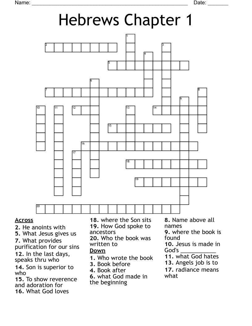 Hebrews Chapter 1 Crossword
