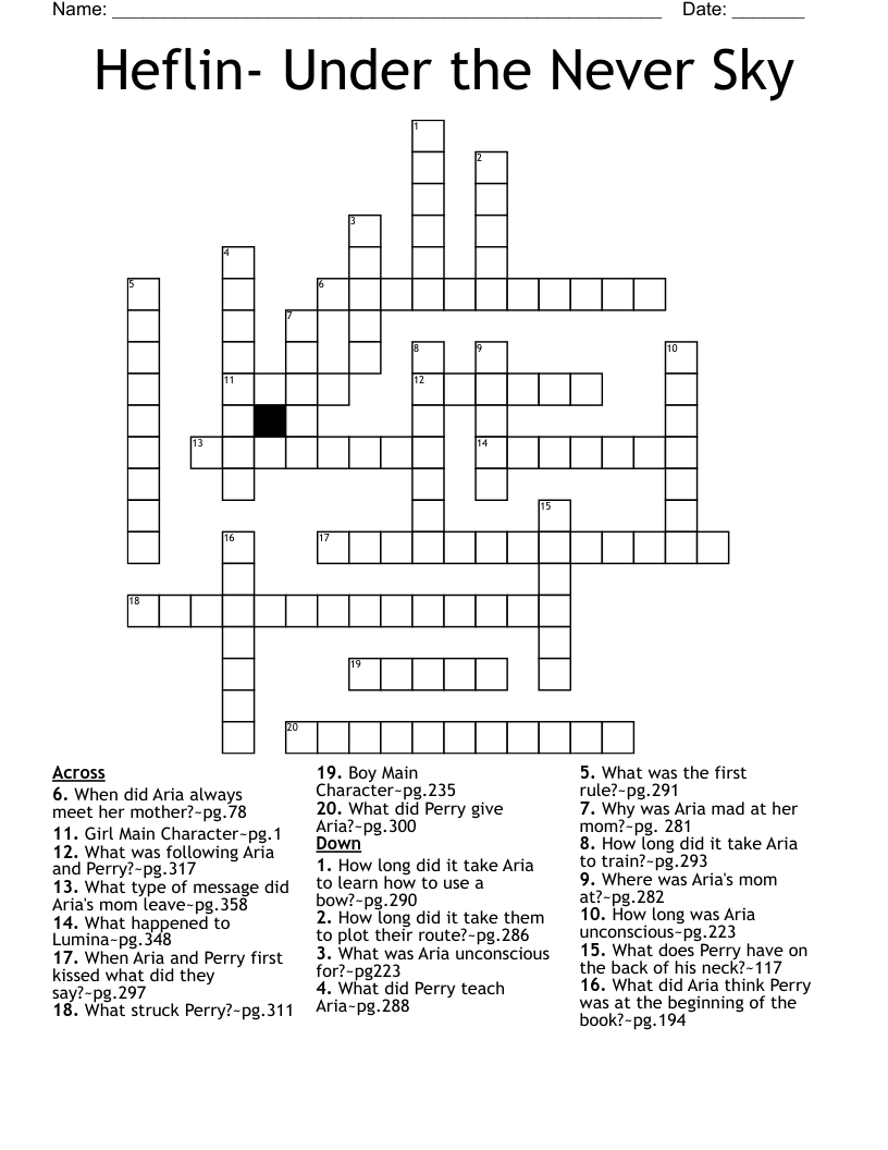 Heflin- Under the Never Sky Crossword
