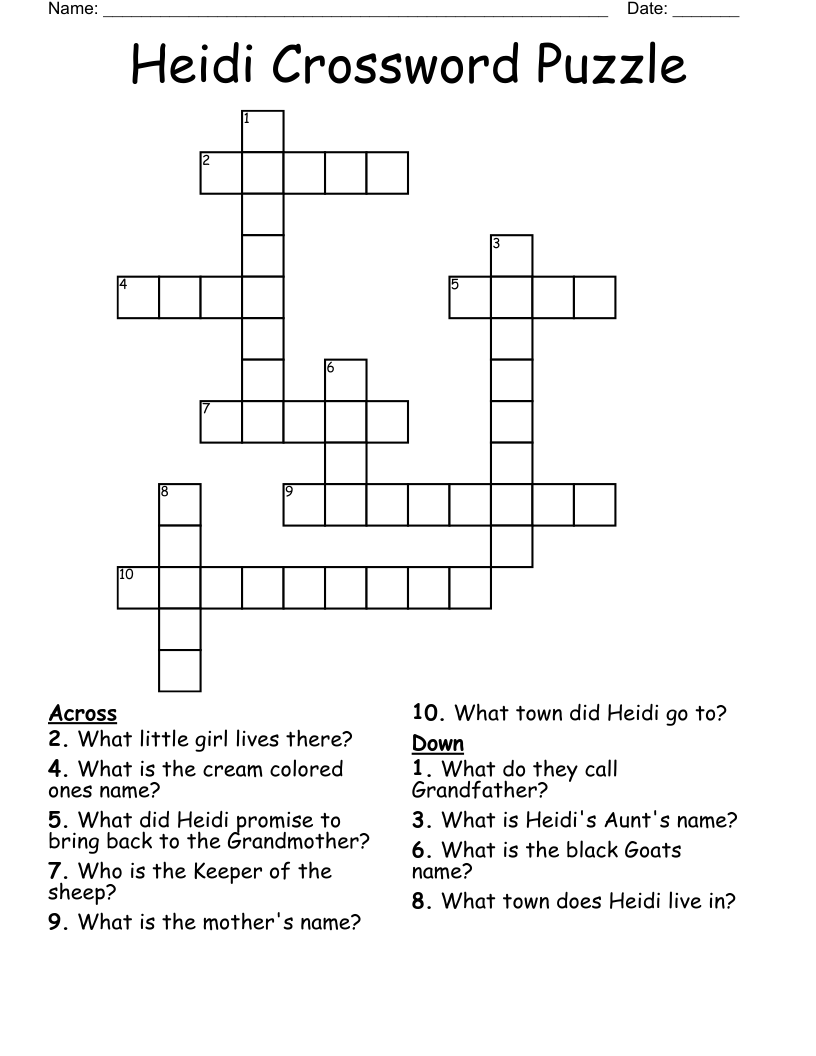 Heidi Crossword Puzzle