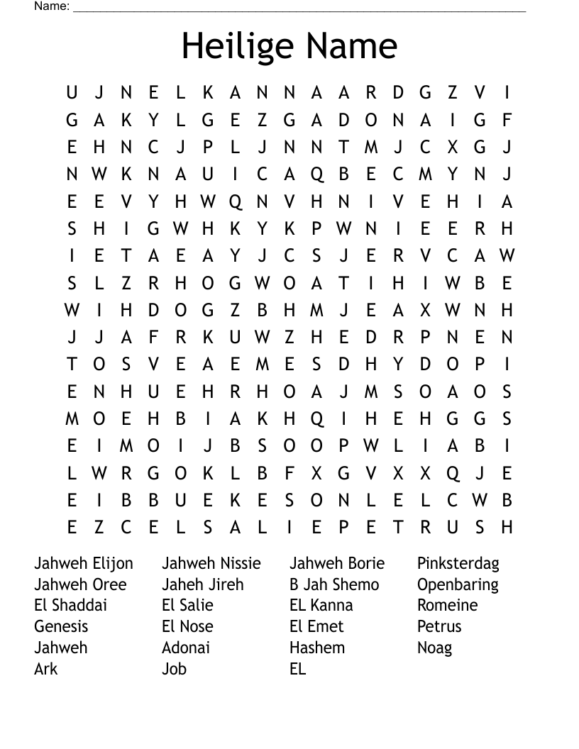 Heilige Name Word Search
