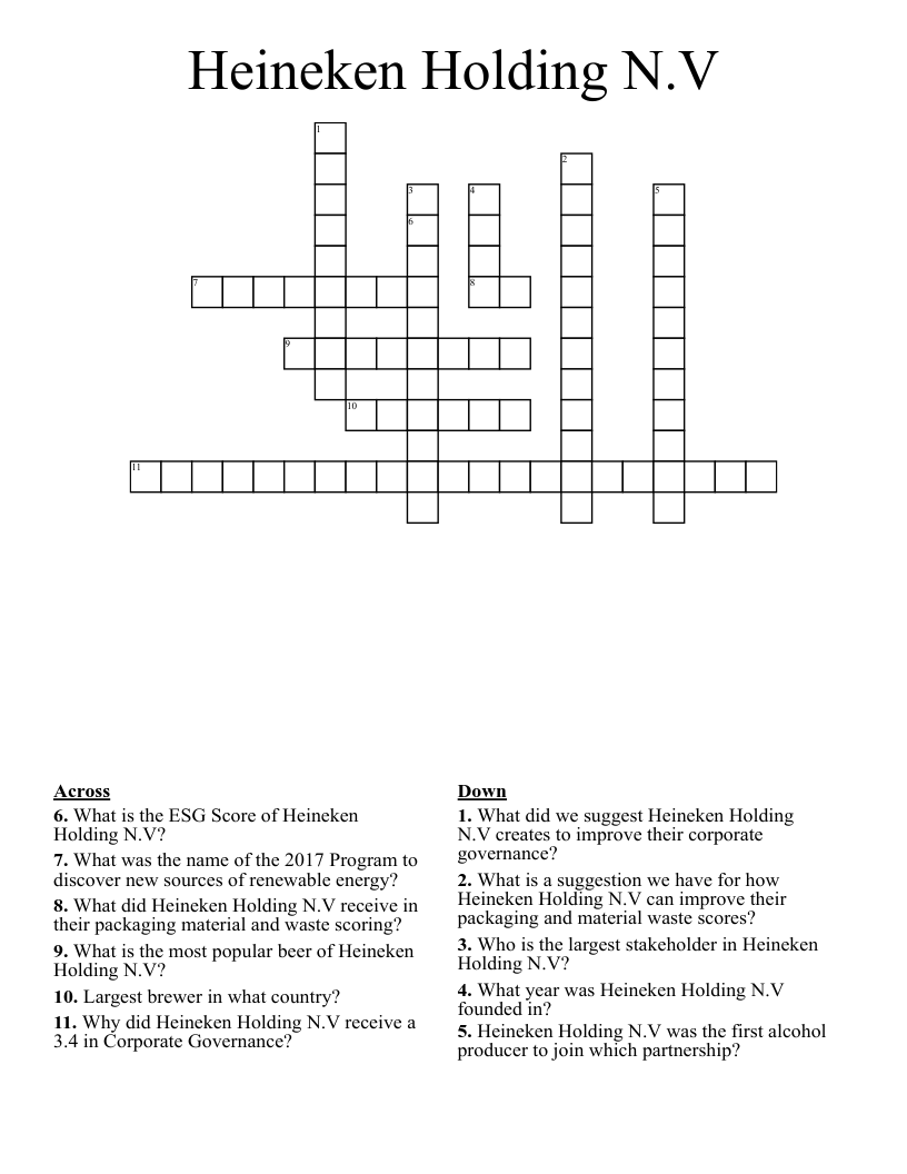 Heineken Holding N.V  Crossword