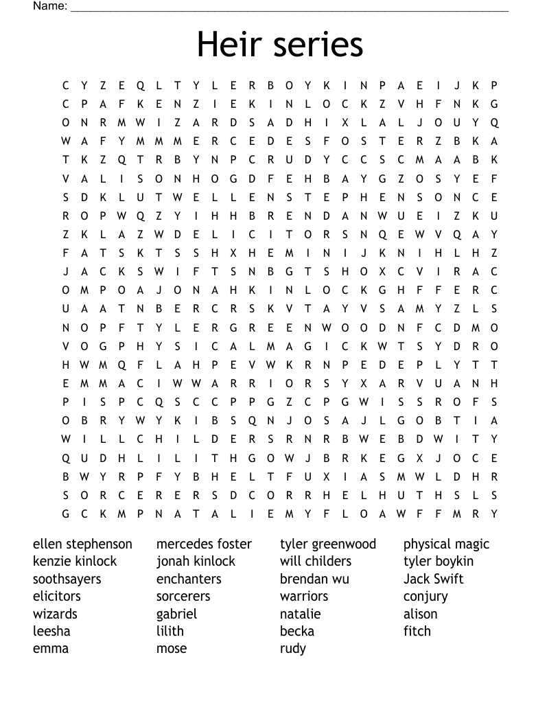Heir series Word Search