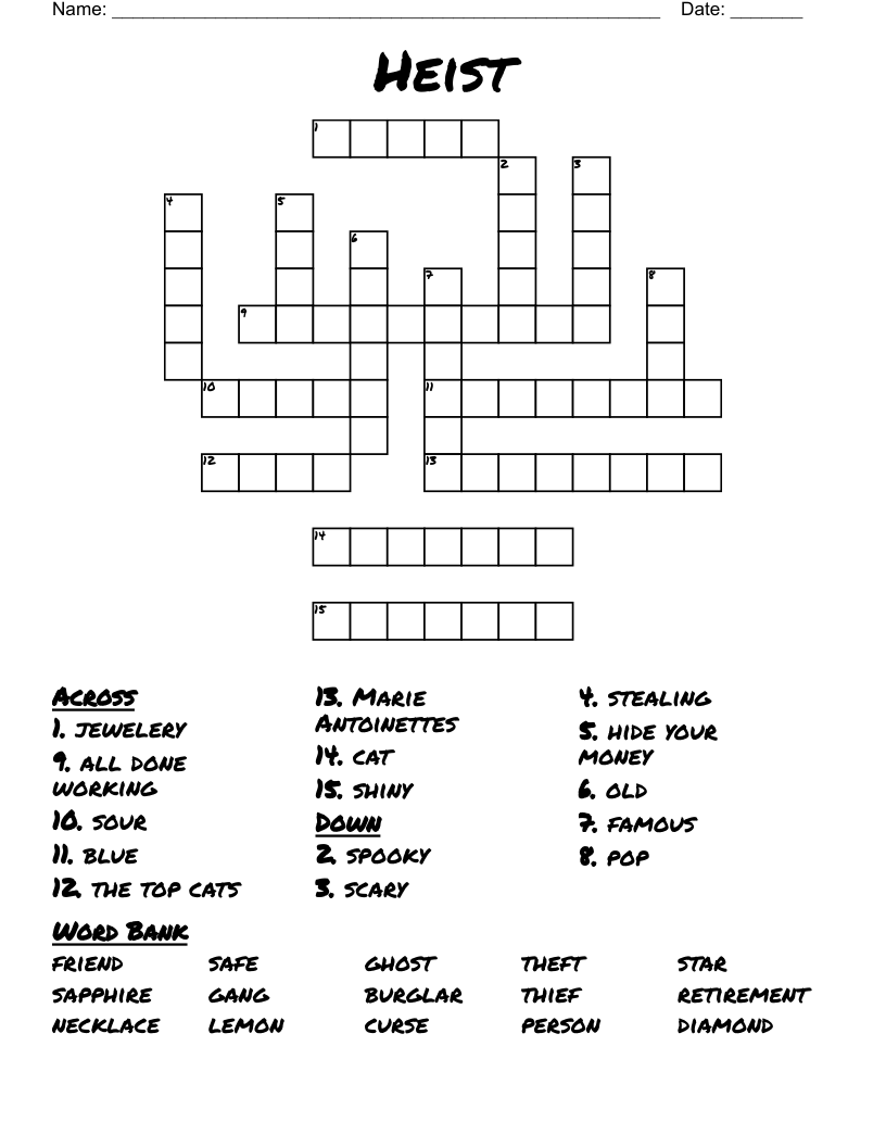 Heist Crossword