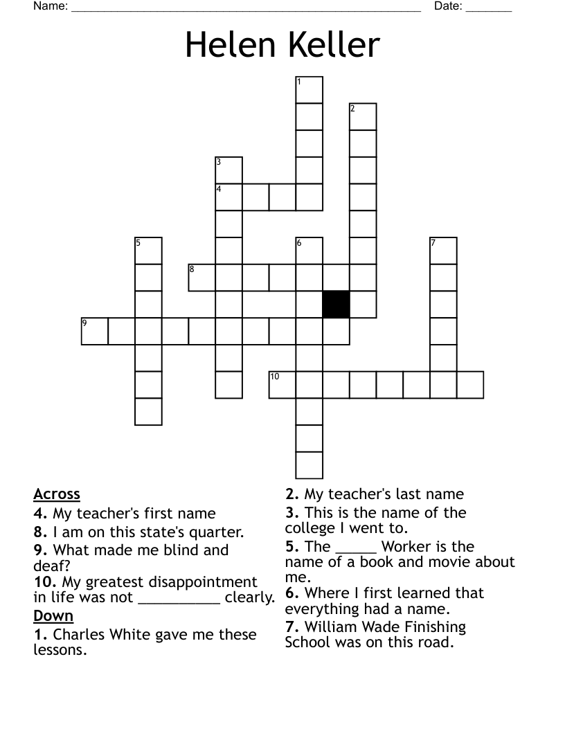 Helen Keller Crossword