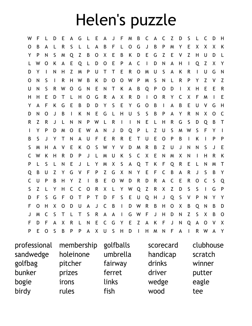 Helen's puzzle Word Search