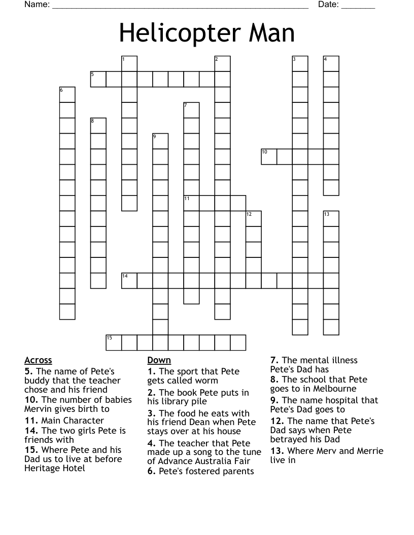 Helicopter Man Crossword