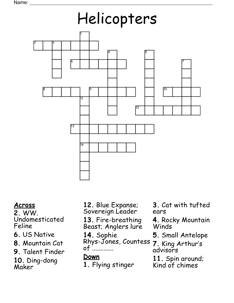 Helicopters Crossword