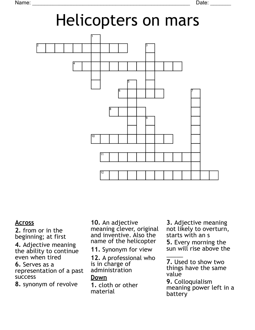 Helicopters on mars Crossword