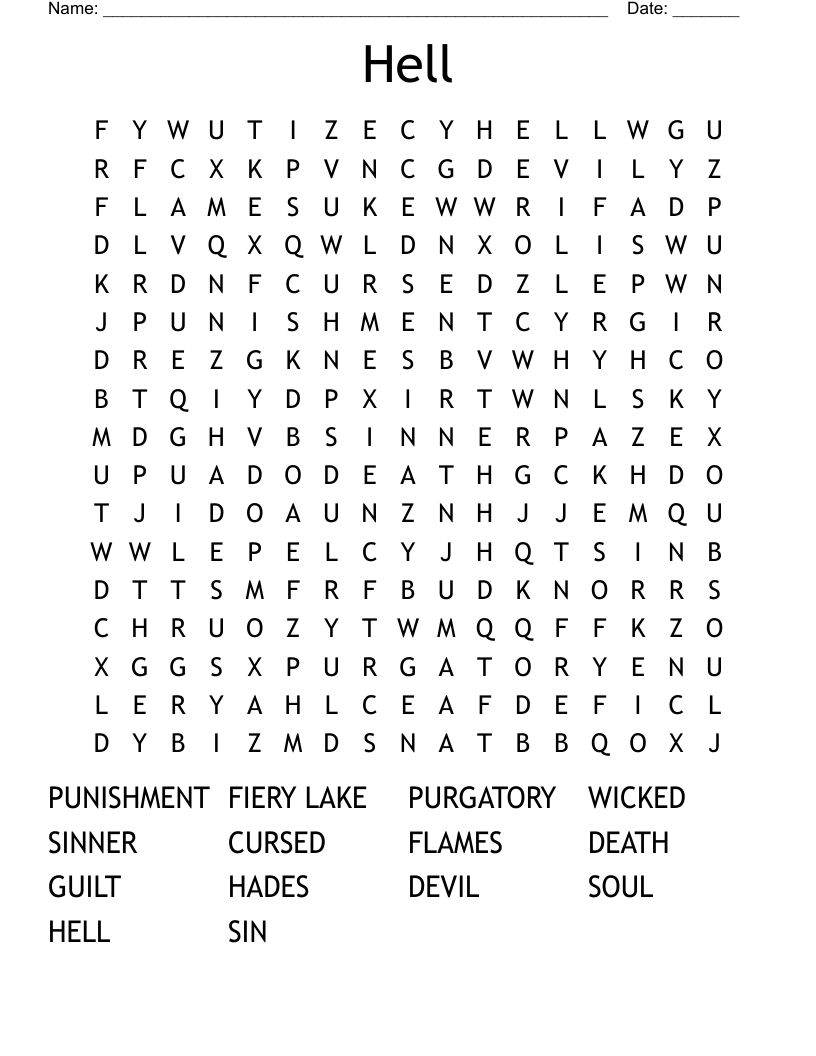 Hell Word Search