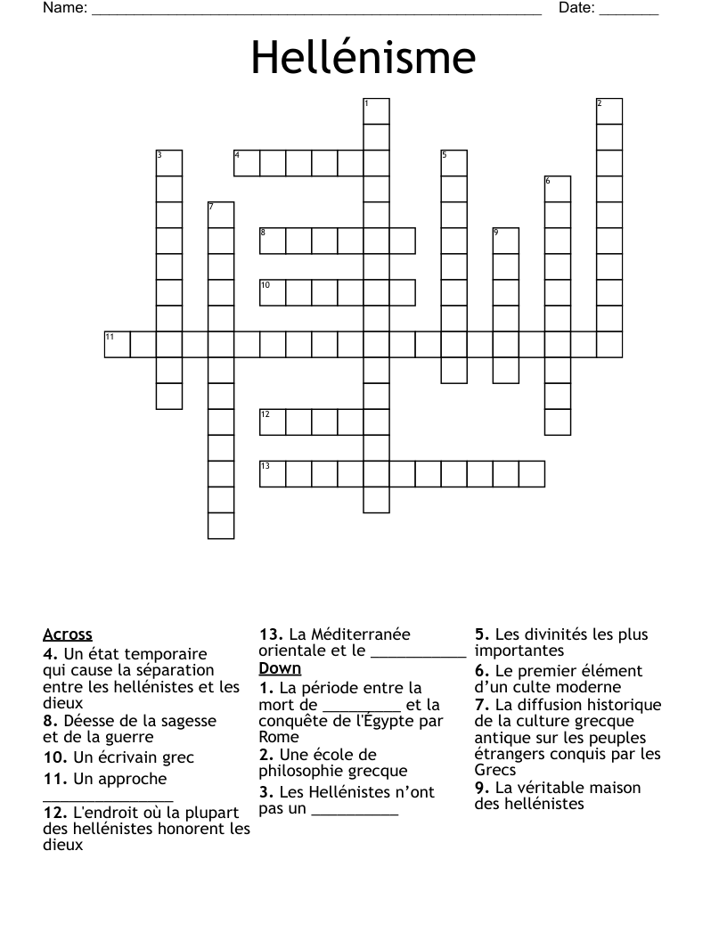 Hellénisme Crossword