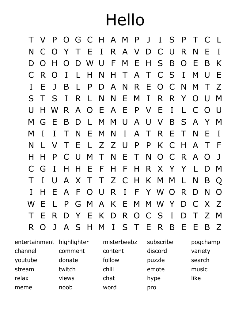 Hello Word Search