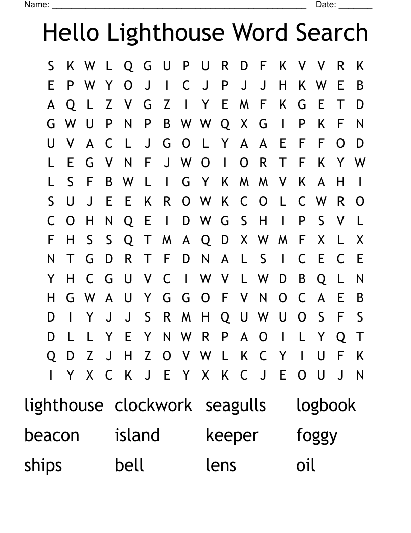 Hello Lighthouse Word Search