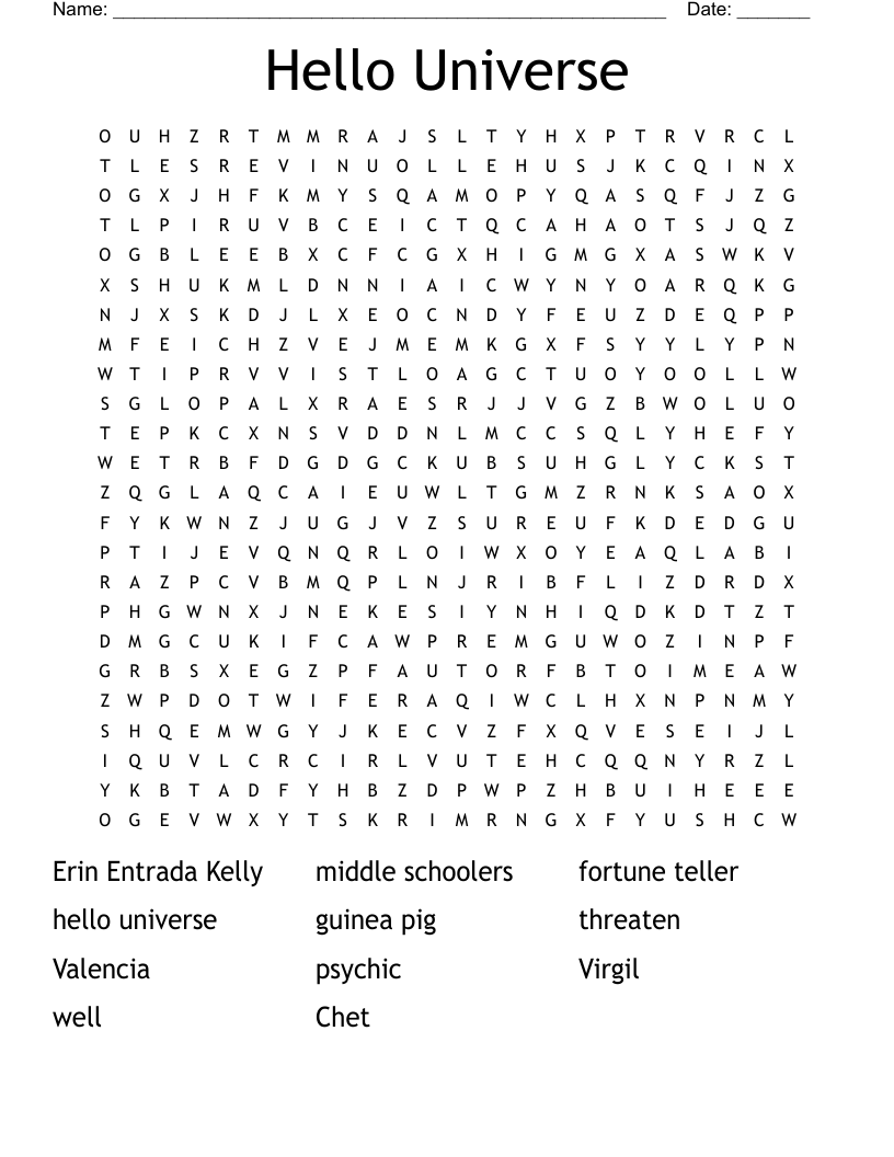 Hello Universe Word Search