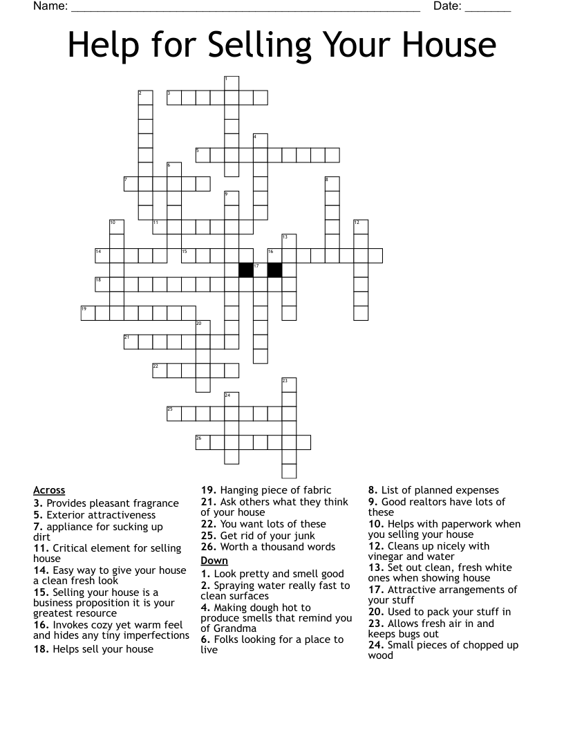 Help for Selling Your House Crossword