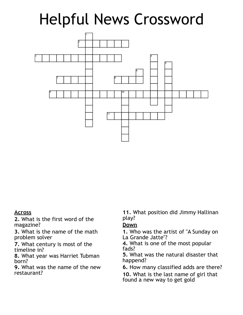 Helpful News Crossword