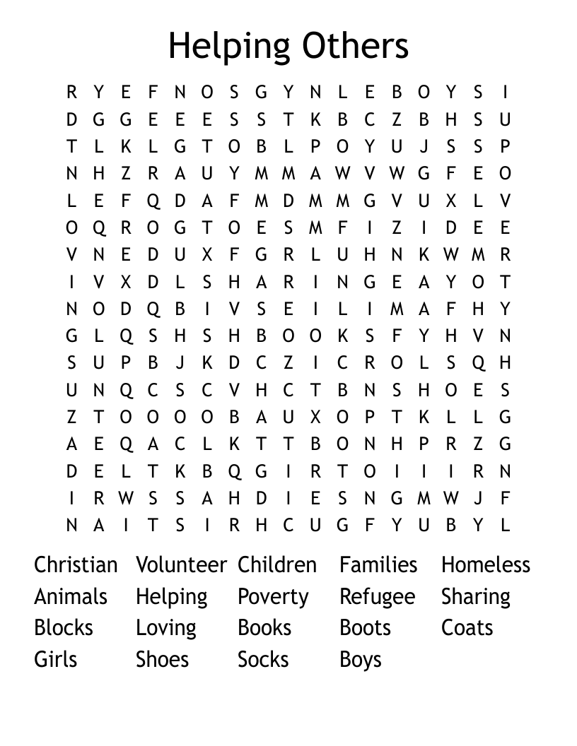 Helping Others Word Search