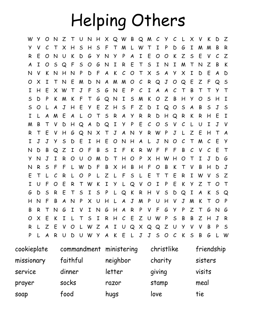 Helping Others Word Search