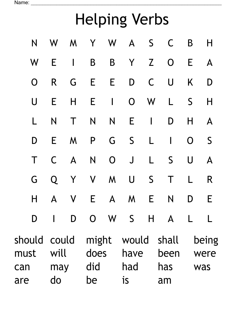 Helping Verbs Word Search