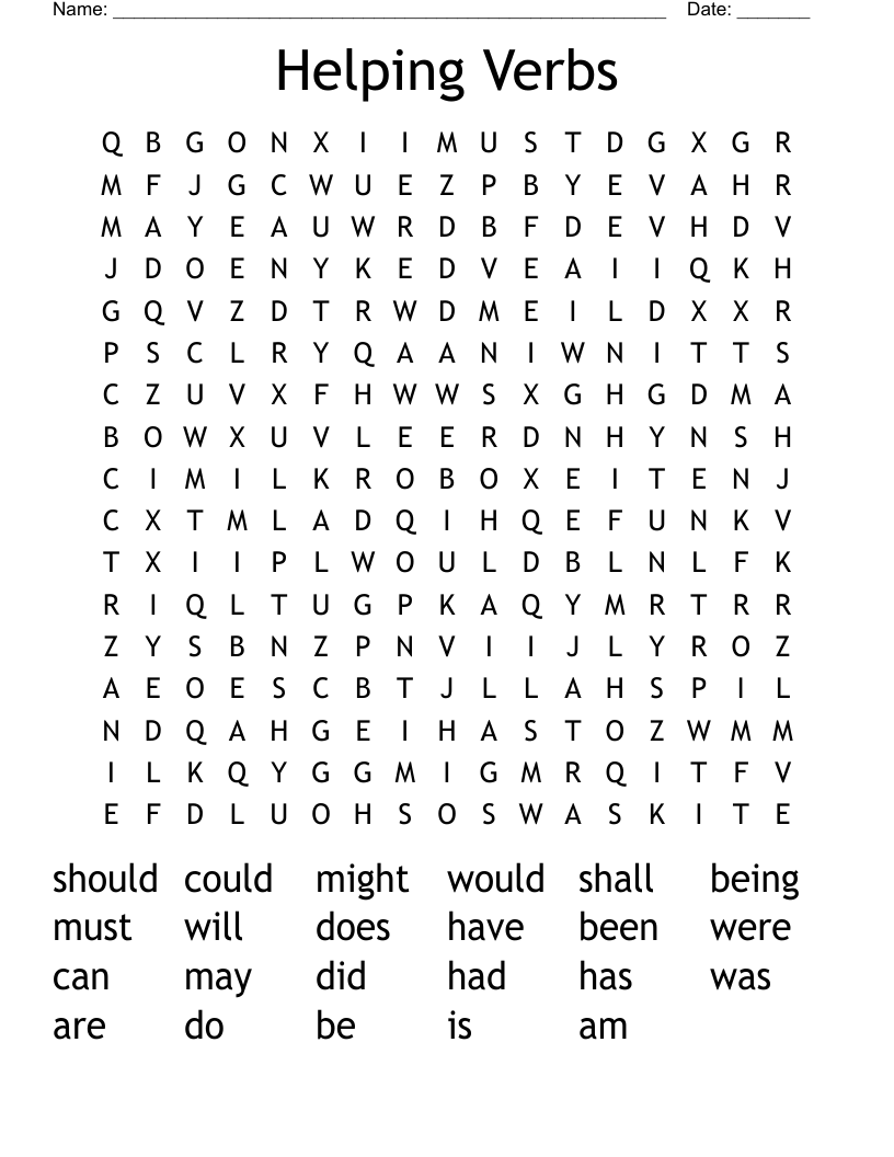 Helping Verbs Word Search