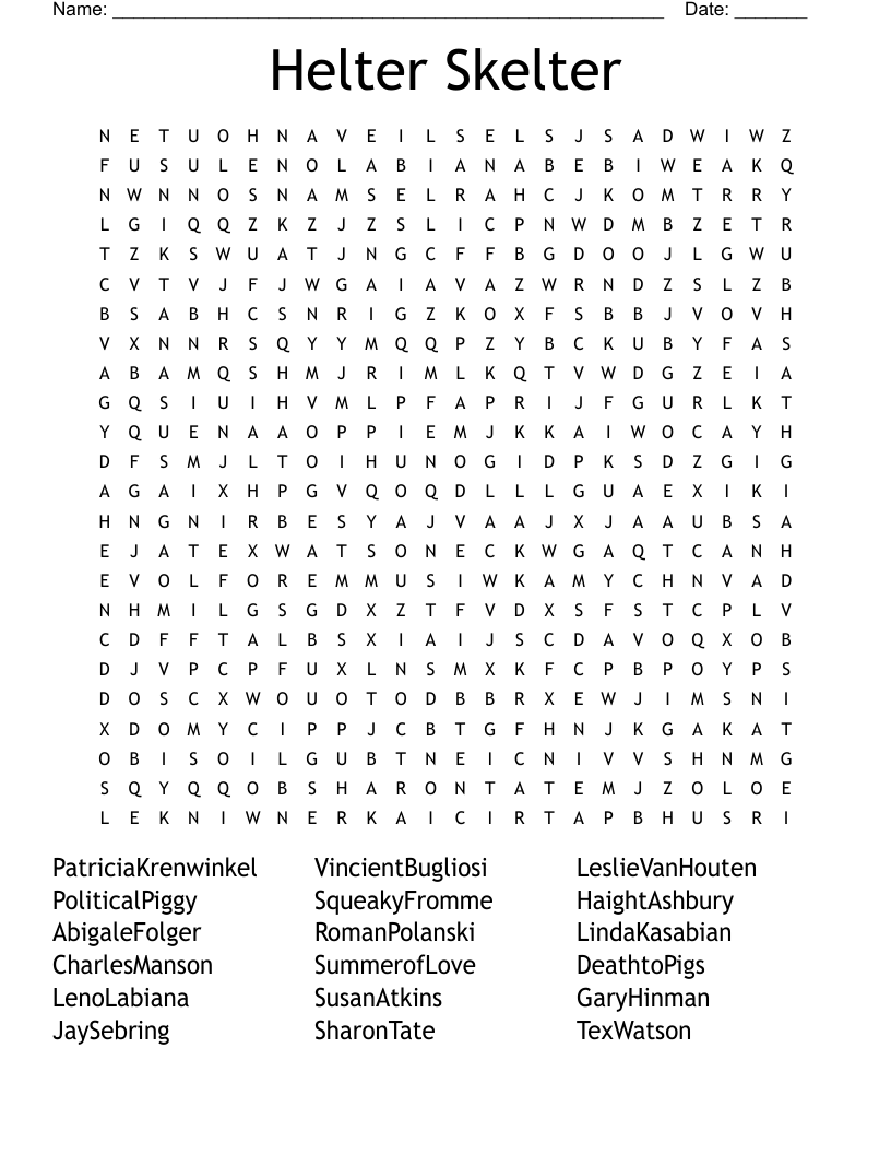 Helter Skelter Word Search