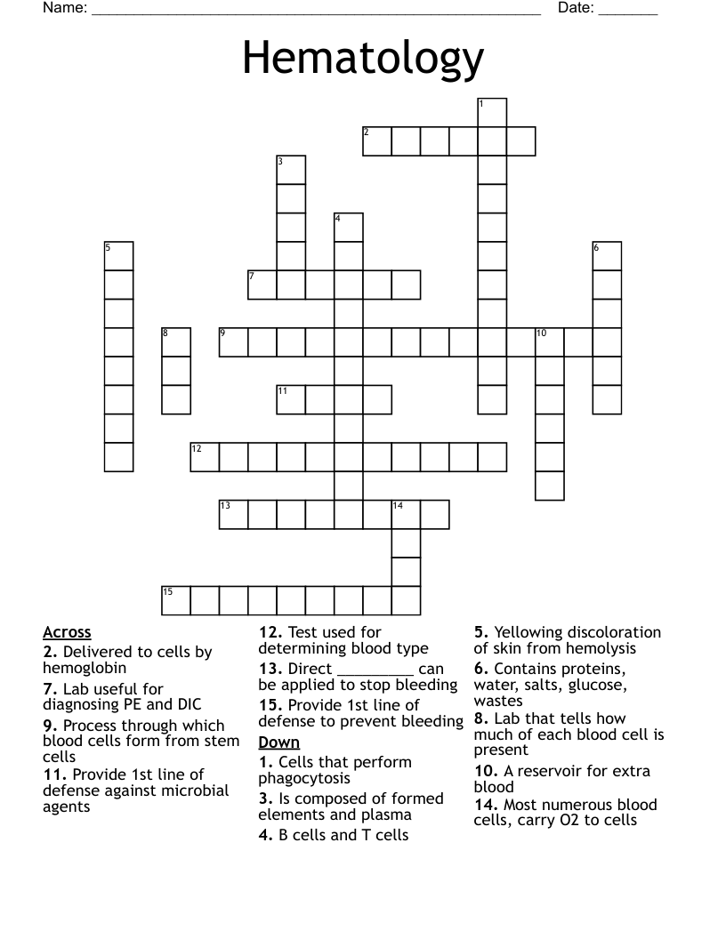 Hematology Crossword
