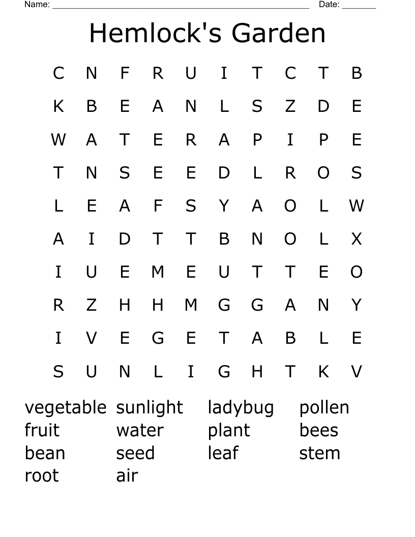Hemlock's Garden Word Search