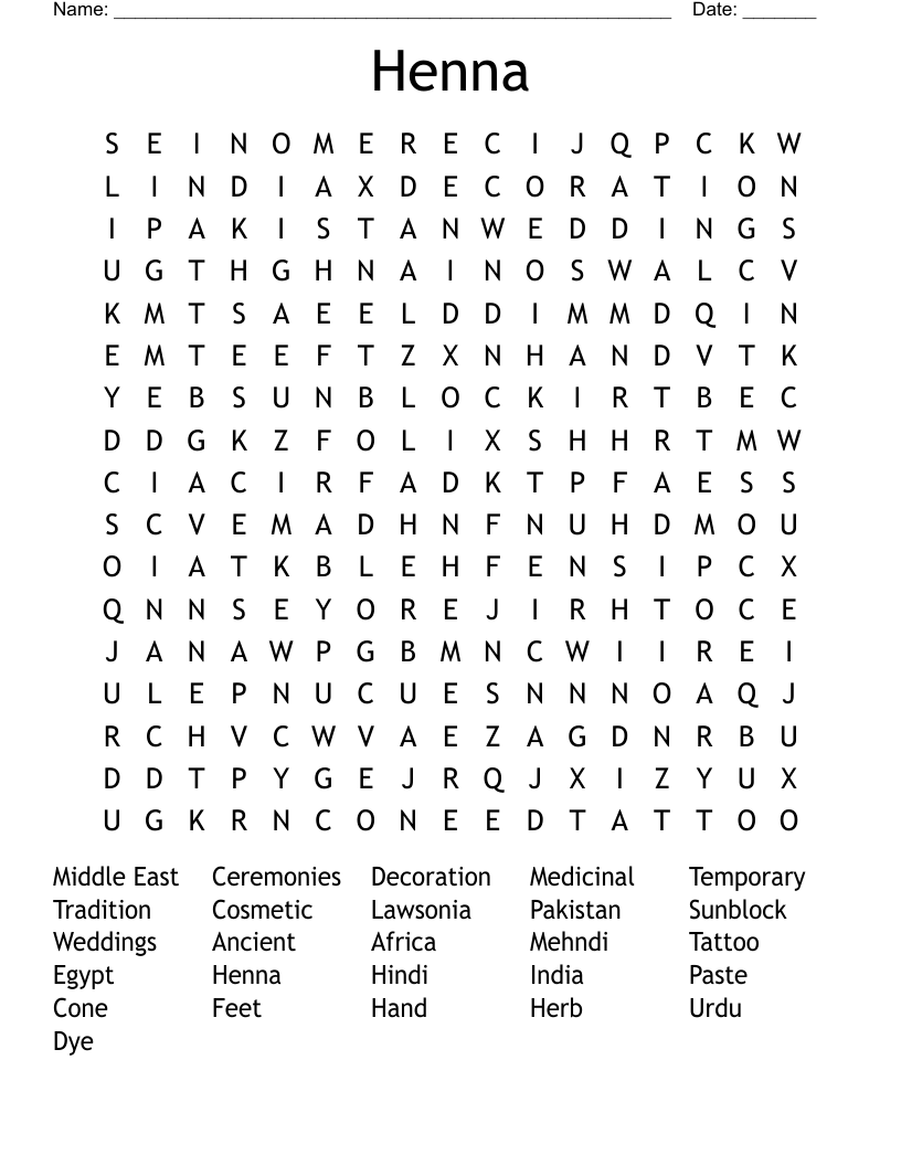 Henna Word Search