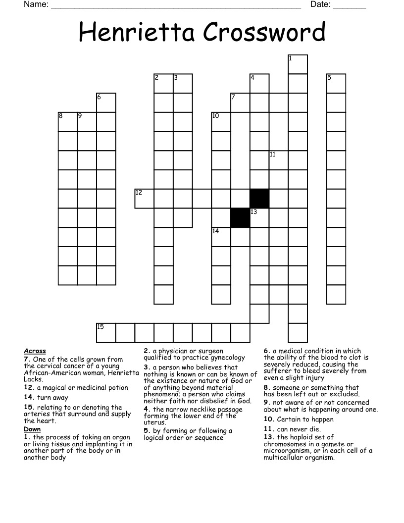 Henrietta Crossword