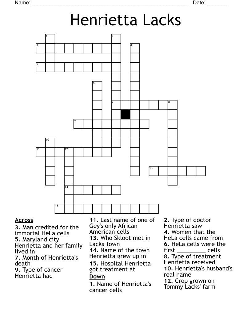 Henrietta Lacks Crossword