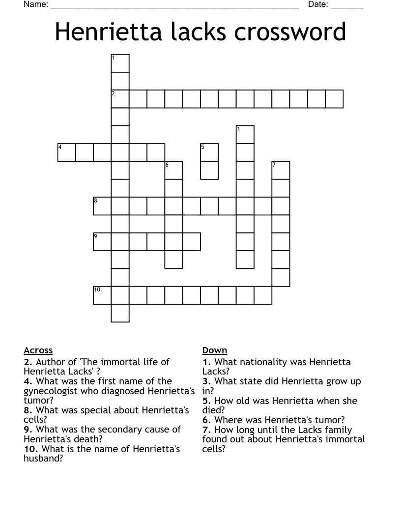 Henrietta lacks crossword