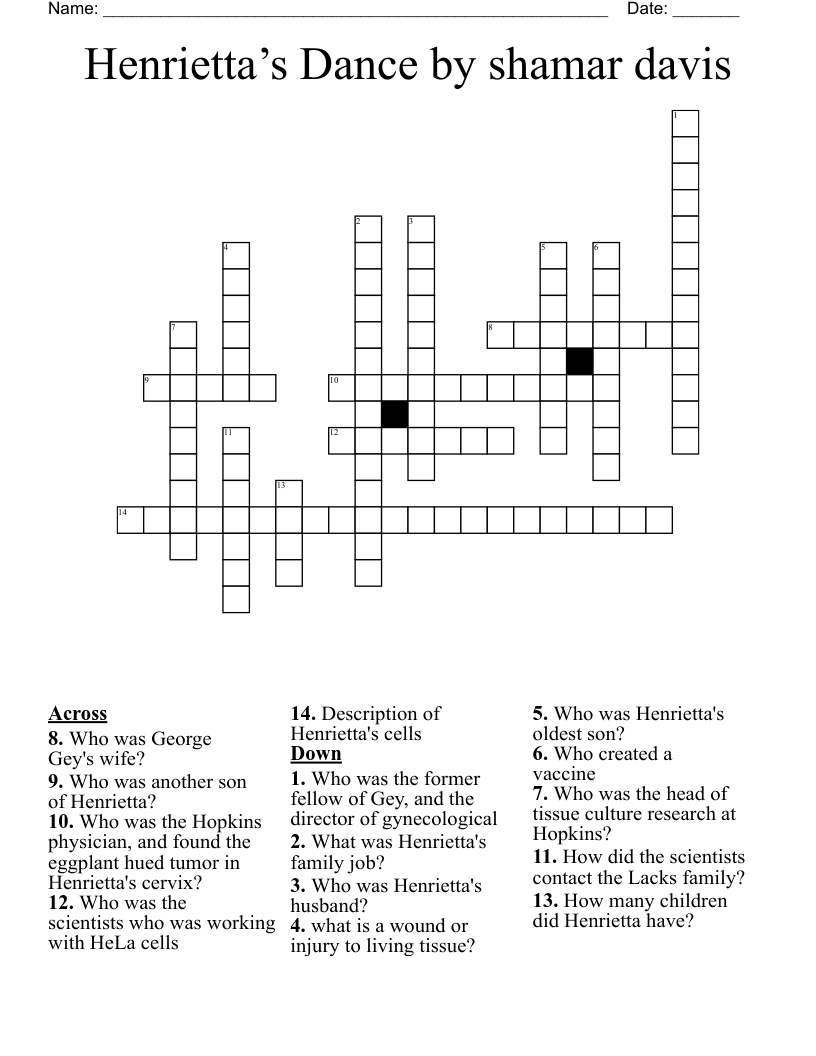 Henrietta’s Dance by shamar davis Crossword
