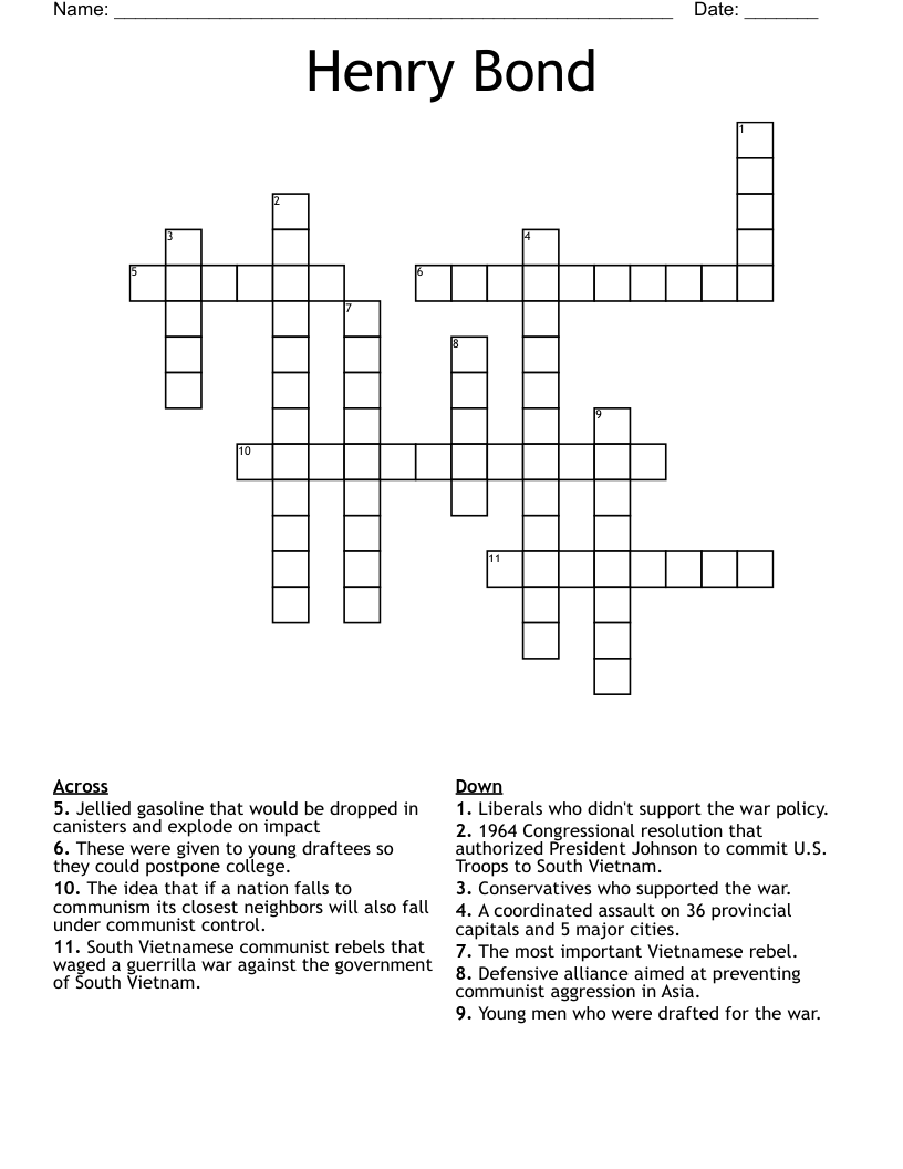 Henry Bond Crossword