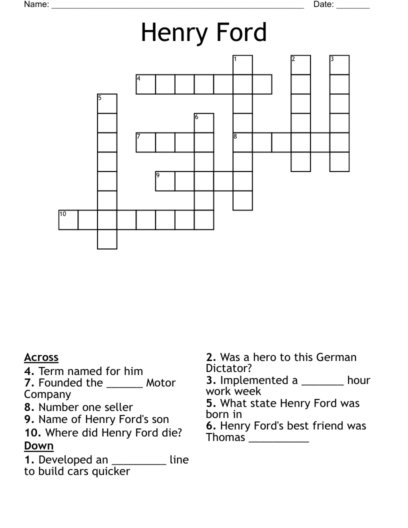 Henry Ford Crossword