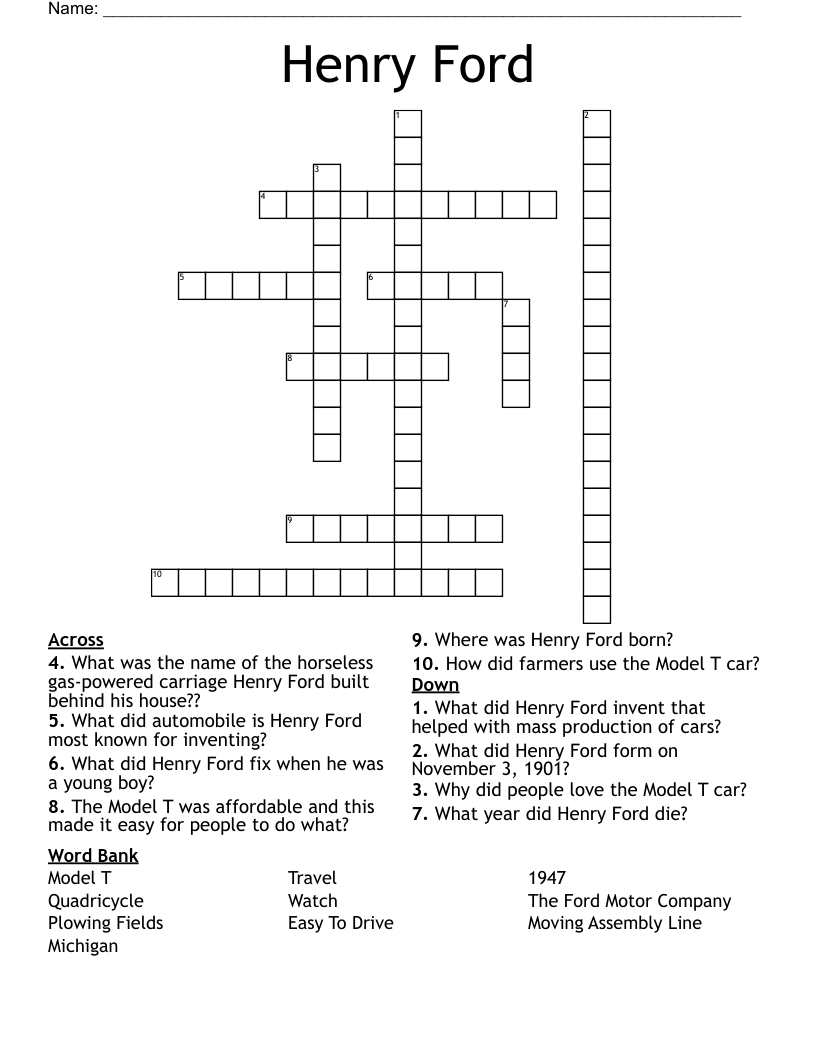 Henry Ford Crossword